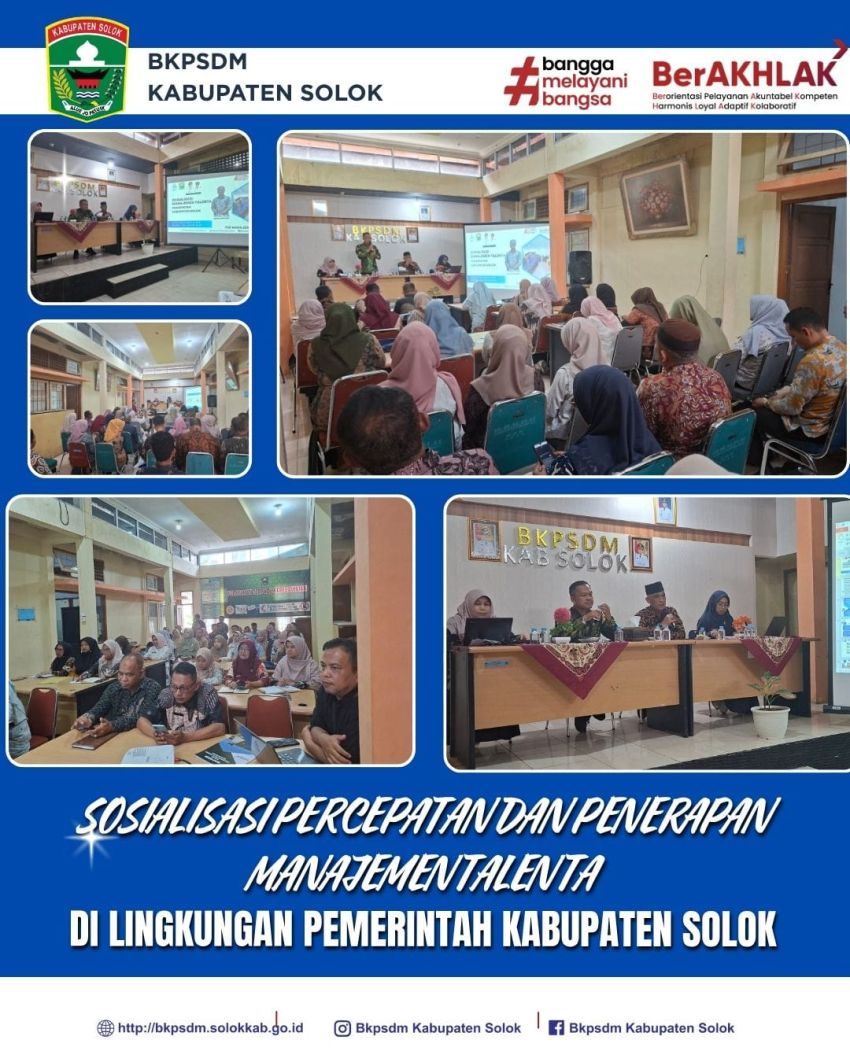 Asmum  Eva Nasri,S.H.M.M.Membuka Secara Resmi Sosialisasi dan Percepatan Penerapan Manajemen Talenta Pemkab  Solok
