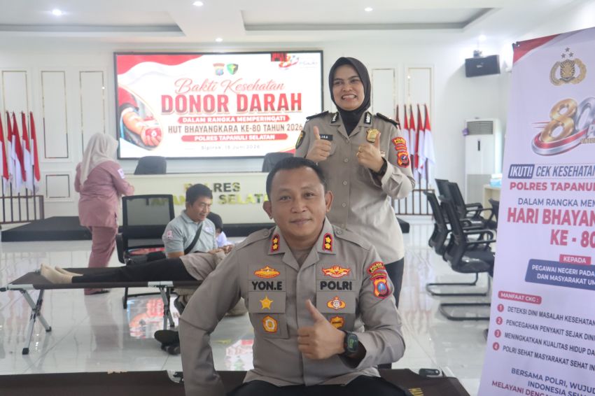 Aksi Kemanusiaan Polres Tapsel, Donor Darah dan Pemeriksaan Gratis Diserbu Peserta