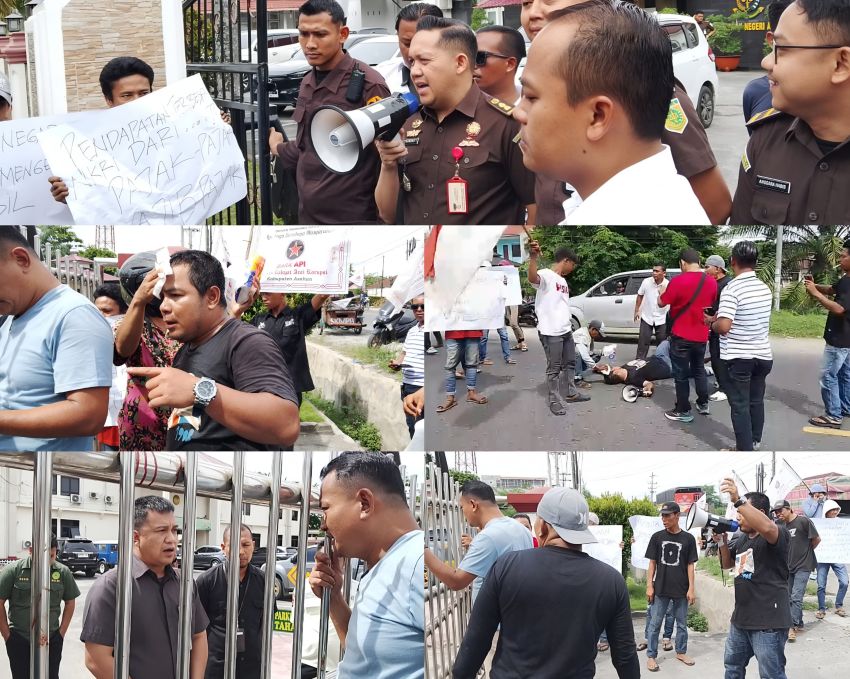 Minta Kepastian Hukum, Massa Bara Api Gelar Aksi di Dua Instansi, Adha Khairuddin Lakukan Tindakan Ekstrem