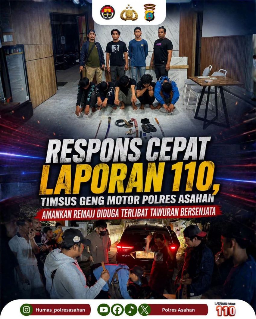 Respons Cepat! Laporan 110 Ditindaklanjuti, Timsus Gemot Polres Asahan Amankan Pelaku Tawuran Bersenjata