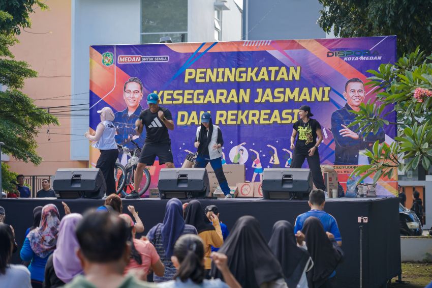 Gelorakan Hidup Sehat dan Wujudkan Program Prioritas Rico Waas, Dispora Medan Gelar Senam PKJR di Taman Gajah Mada