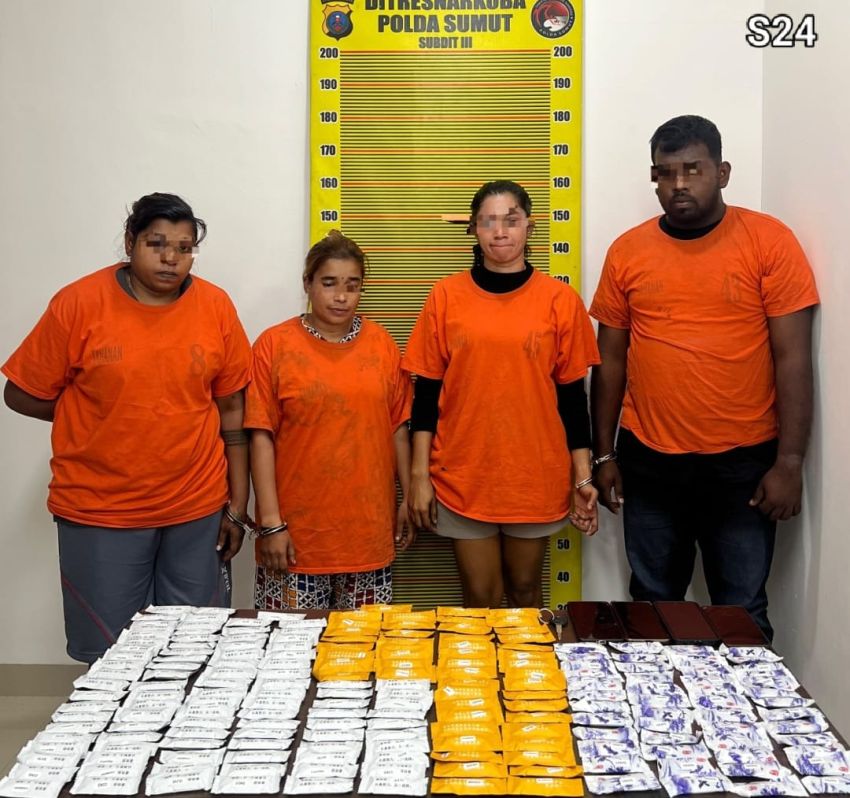 Polda Sumut Ringkus 4 Kurir & Pengedar Pod Getar di Medan & 196 Barang Bukti di Sita.