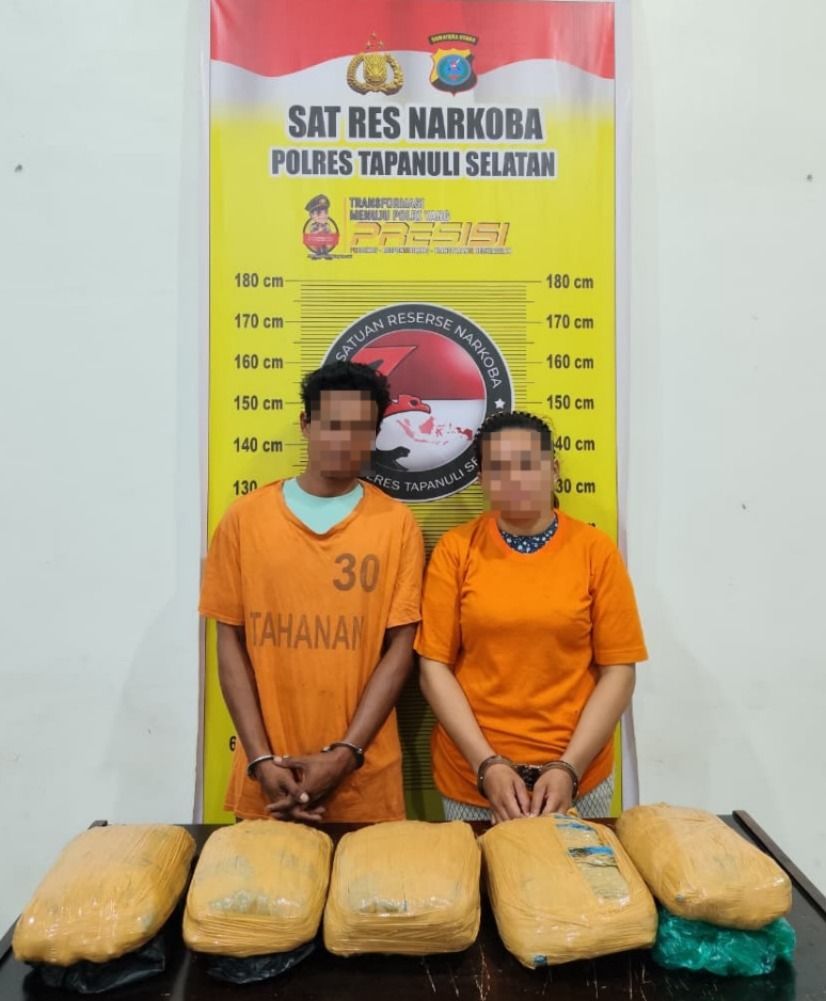 5 Kilogram Ganja Digagalkan! Satresnarkoba Polres Tapsel Ringkus Dua Terduga Pengedar