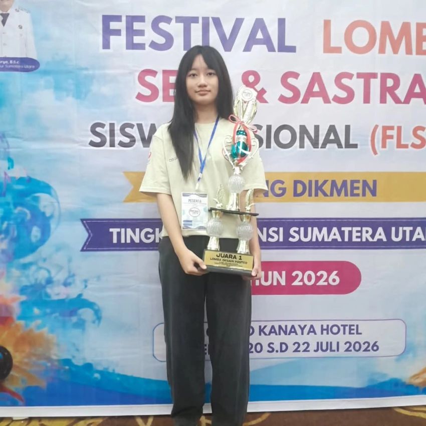 Nashya Balqish Efendvy Siregar Harumkan Nama Medan, Juara I Desain Poster FLS3N Sumut