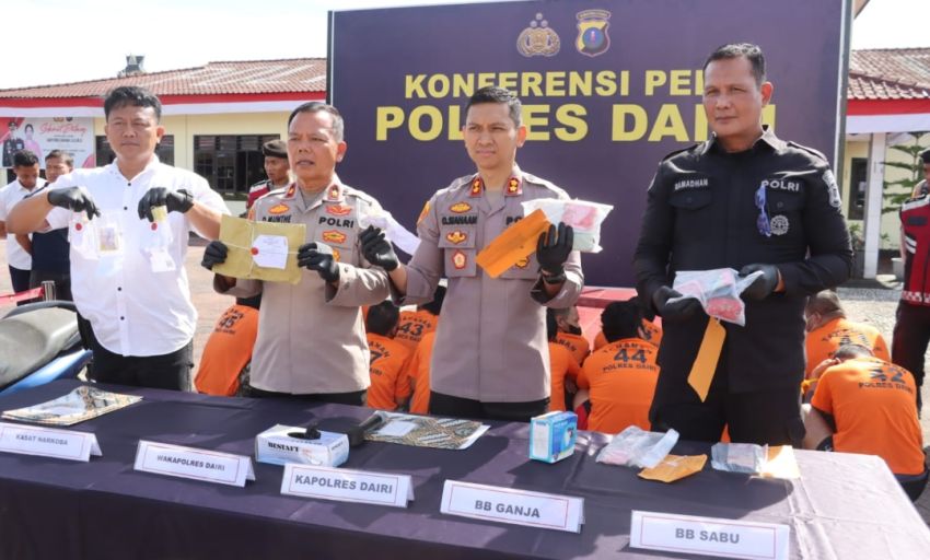 Polres Dairi Ringkus 38 Tersangka dari 29 Kasus Narkoba Periode April - Juni 2026