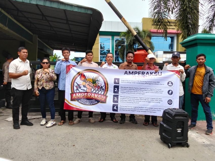 AMPERAKSU Demo Kanwil Kemenag Sumut, Desak Pemecatan ASN PPPK Berinisial RRF