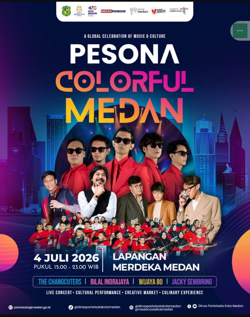 Pesona Colorful Medan Resmi Digelar, Rekor MURI Kulcapi dan The Changcuters Meriahkan HUT ke-436 Kota Medan