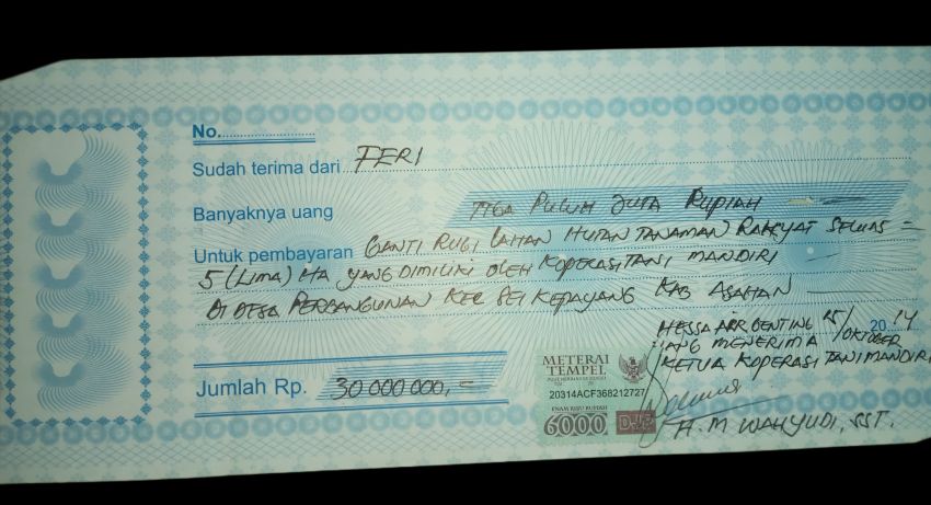Kwitansi Bermaterai Jadi Bukti Transaksi Ilegal Pengalihan Pengelolaan HTR Koperasi Tani Mandiri di Asahan