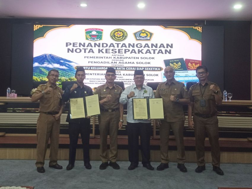 Pemkab Solok Perkuat Sinergi Pelayanan Publik, Teken MoU dengan Kemenag dan Pengadilan Agama