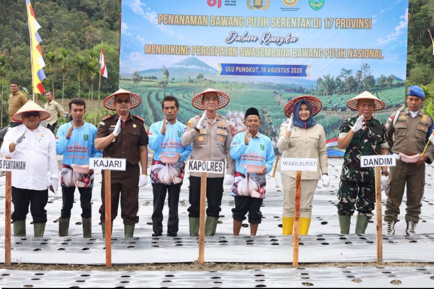 1 Hektare Lahan Bawang Putih Ditanam di Madina, Kapolres: Ketahanan Pangan Harus Diperkuat