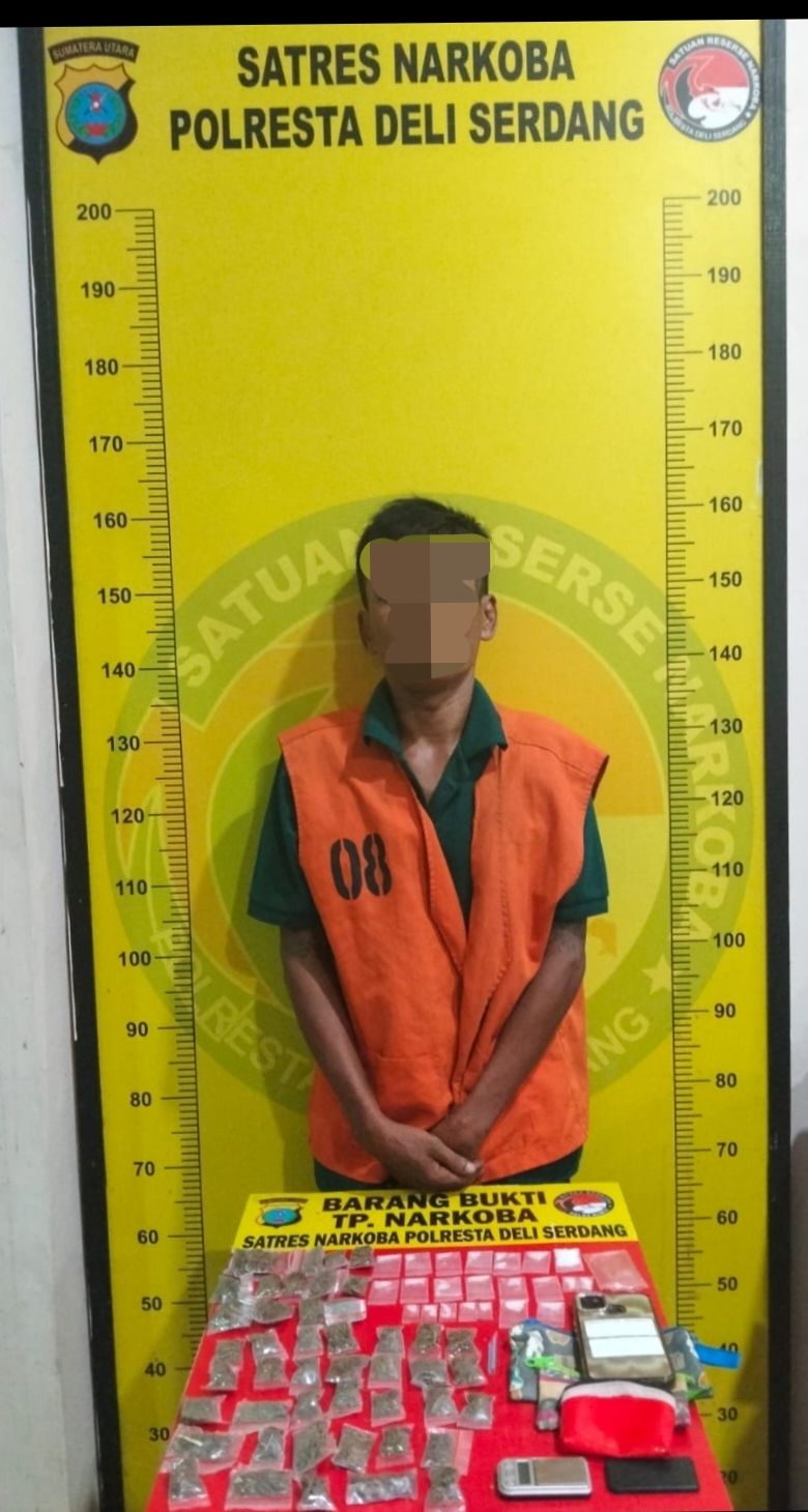 Bekuk Bandar Narkoba, Satres Narkoba Polresta Deli Serdang sita 21 Paket Sabu dan 46 Paket Ganja,