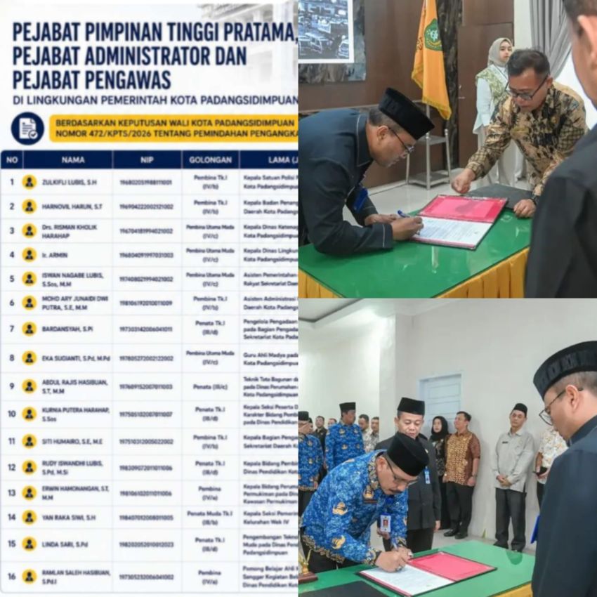 Lantik 16 Pejabat Baru, Wali Kota Letnan Dalimunthe Minta Program Pemko Padangsidimpuan Makin Pro-Rakyat