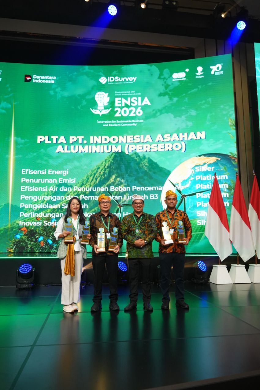 Inalum Borong 8 Penghargaan ENSIA 2026, Operasional Rendah Emisi BATUBARA