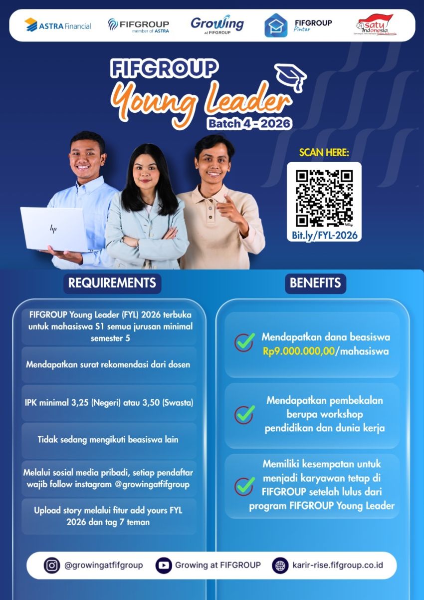 Pendaftaran Beasiswa FIFGROUP Young Leader 2026 Dibuka, Dukung Generasi Pemimpin Muda".