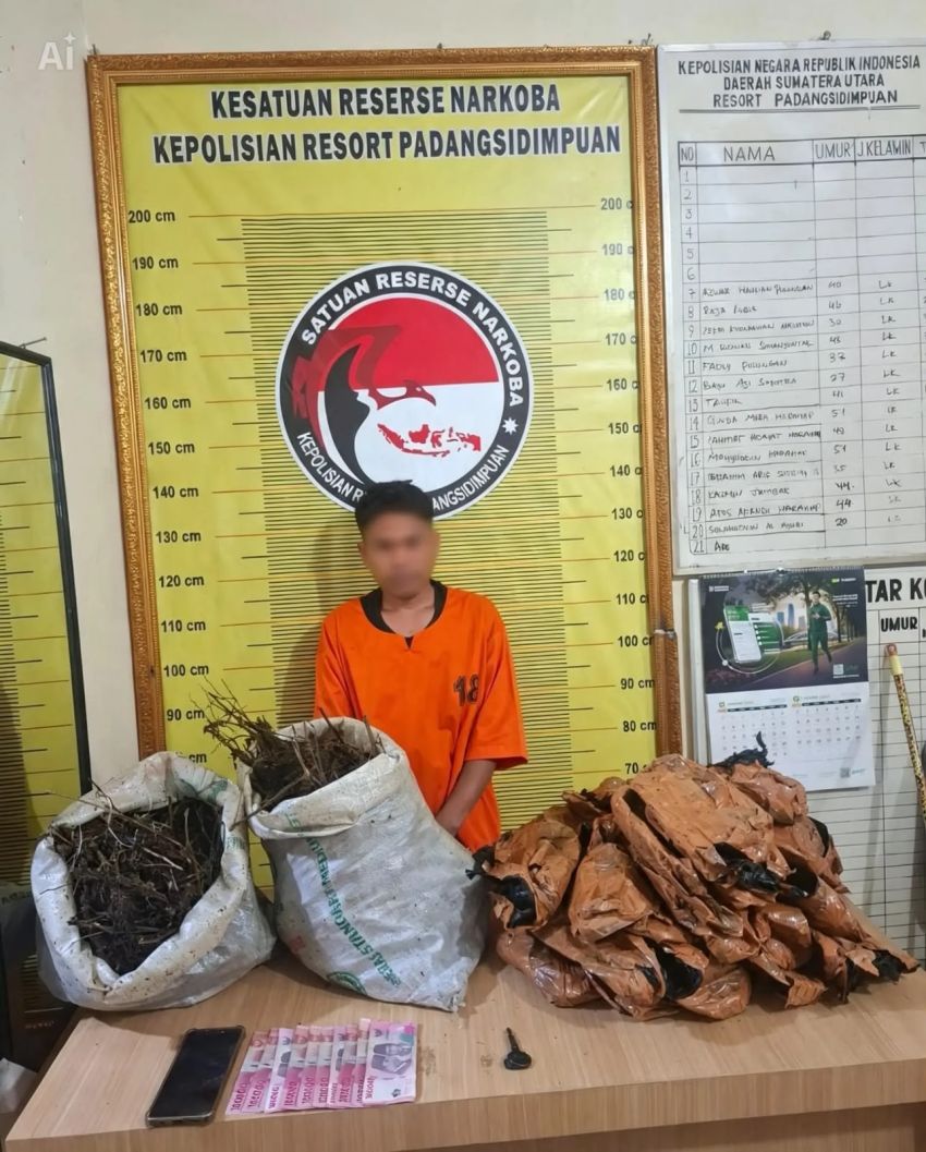 Bawa 26 Ball Ganja, SSS Diciduk Polres Padangsidimpuan di Pijorkoling