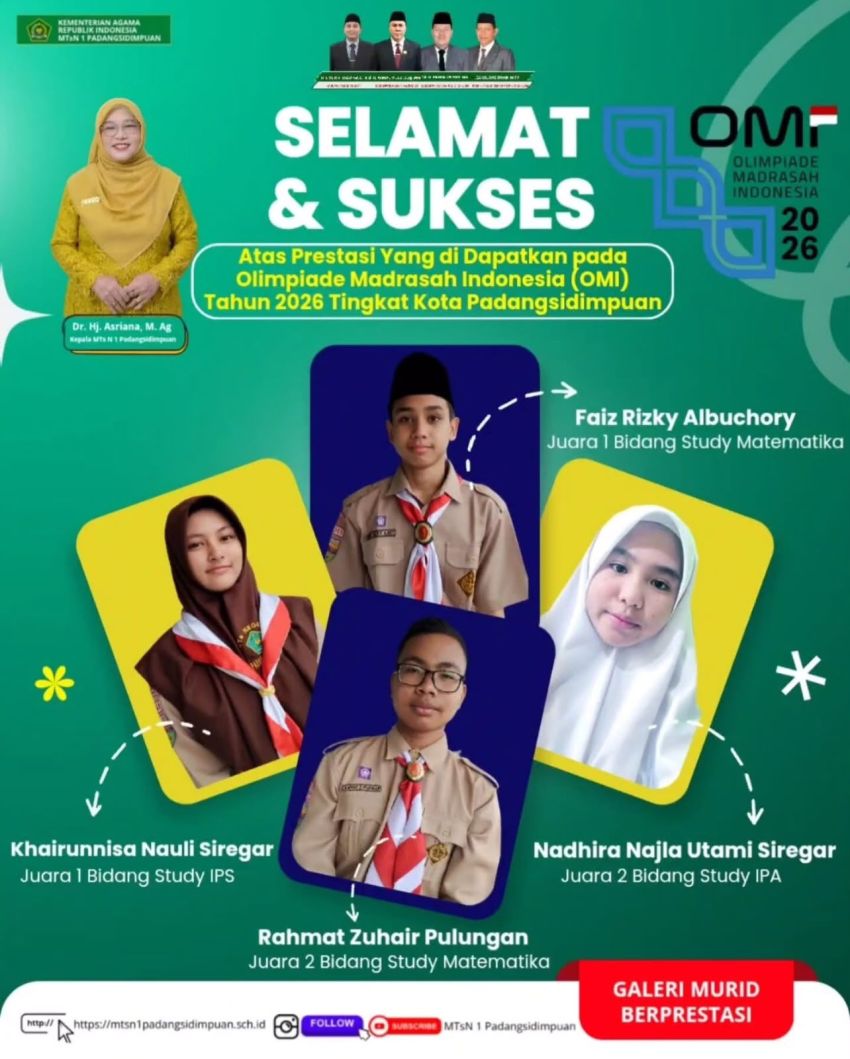 Empat Siswa MTsN 1 Padangsidimpuan Lolos OMI Sumut, Persiapan Menuju Level Nasional Digeber