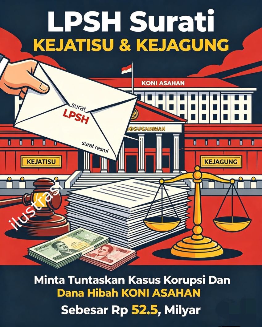 LPSH Surati Kejagung Terkait Korupsi Rp 52,5 Miliar Dana Hibah KONI Asahan Dianggap "Bola Pingpong", Diminta Segera Diusut Tuntas