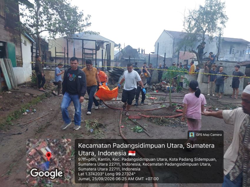 Kebakaran Hebat di Kelurahan Kantin, Polres Padangsidimpuan Bergerak Cepat Evakuasi Korban