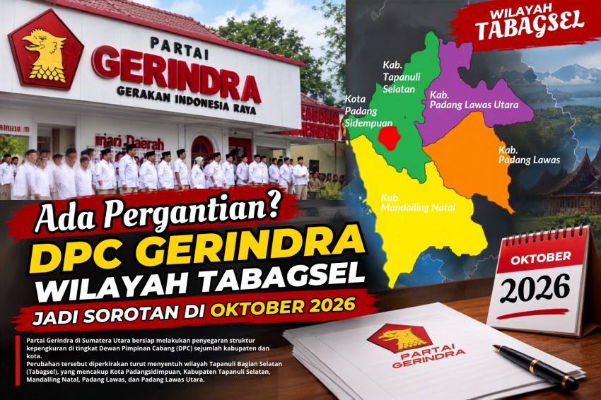 GERINDRA Sumut Lakukan Penyegaran dibeberapa Kabupaten kota,DPC Wilayah TABAGSEL Jadi Sorotan di Bulan Oktober 2026.