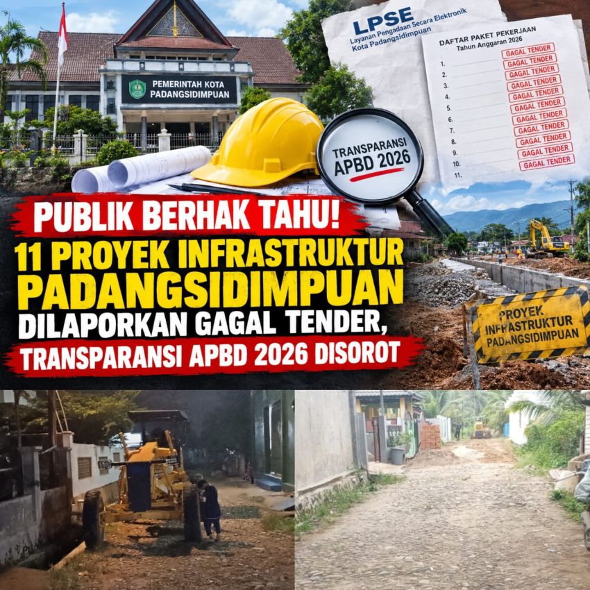 Publik Berhak Tahu! Proyek Infrastruktur Padangsidimpuan Gagal Tender, Transparansi Anggaran 2026 Dipertanyakan