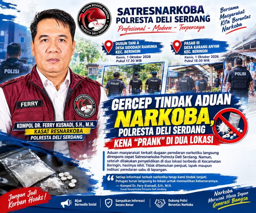 Gercep Tindak Aduan Narkoba, Polresta Deli Serdang Kena &ldquo;Prank&rdquo; di Dua Lokasi