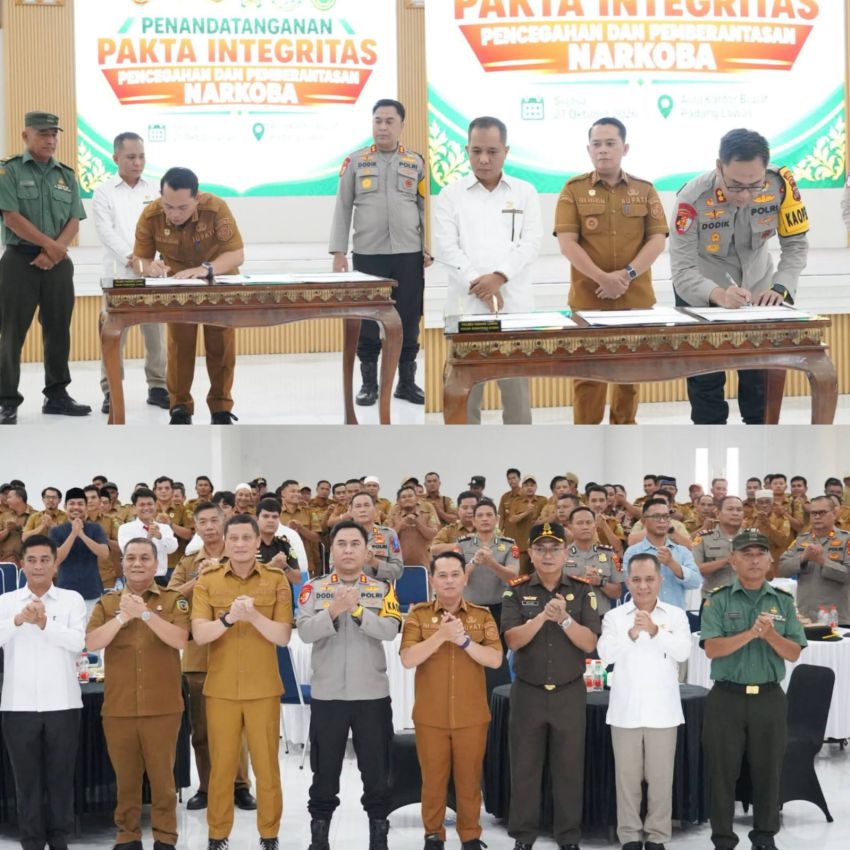 Bupati Putra Mahkota Alam dan Forkopimda Teken Pakta Integritas, Palas Perangi Narkoba hingga Desa