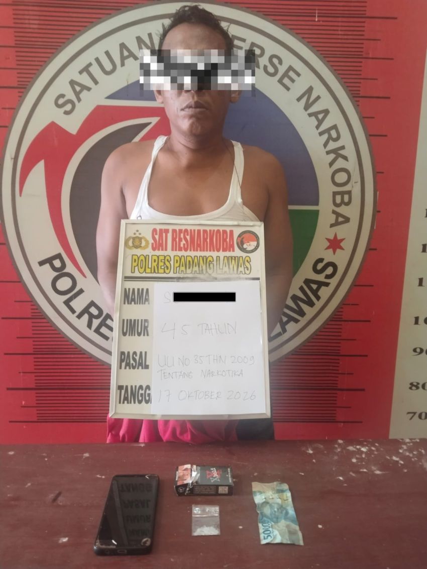 Kapolres Padang Lawas Pimpin Penggerebekan Pagi Hari, Pria 45 Tahun Diamankan Bersama Sabu 1,12 Gram