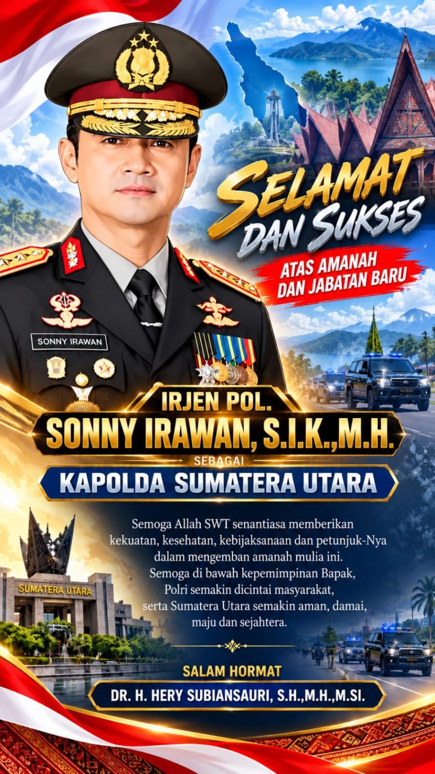 Hery Subiansauri Ucapkan Selamat Sukses Kepada Irjen Pol Sonny Irawan Dipercaya Menjadi Kapolda Sumatera Utara