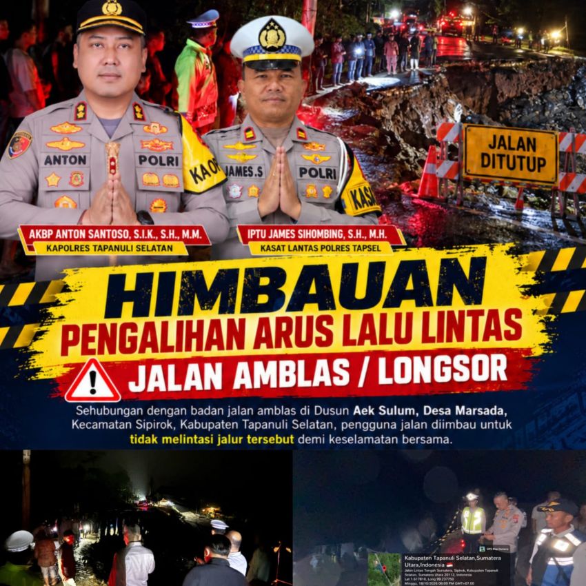 Jalinsum Sipirok&ndash;Medan Amblas, Kapolres Tapsel AKBP Anton Santoso Siapkan Pengamanan dan Imbau Jalur Alternatif