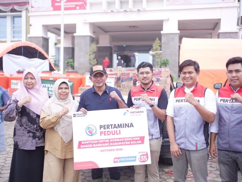 Untuk Meringankan Beban Korban Bencana Galodo di Arosuka Pertamina Salurkan Bantuan.