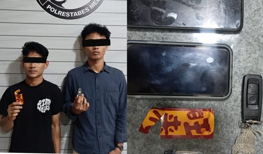 Kompak Edarkan Pod Getar Hingga Ekstasi Dua Sahabat Diringkus Satresnarkoba Polrestabes Medan